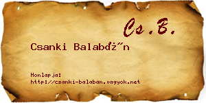Csanki Balabán névjegykártya